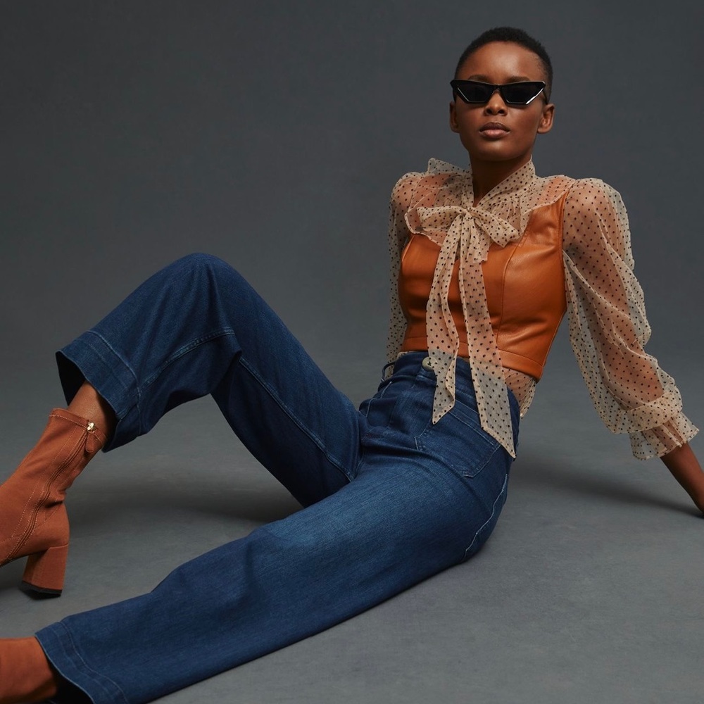 Pilcro from Anthropologie The Skipper wide leg jeans, dark denim